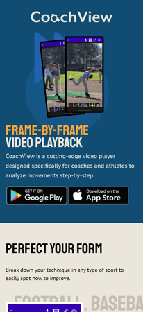 Mobile landing page of the CoachView website