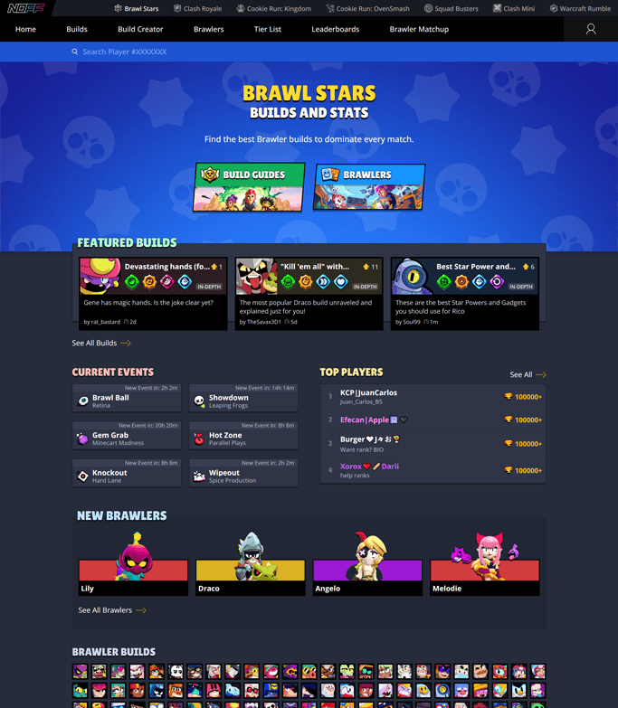 Home page of the Brawl Stars site on NOFF.GG